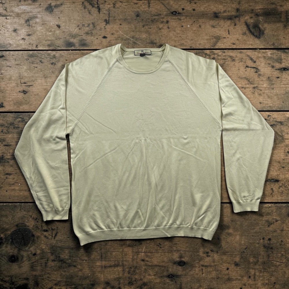 Tommy Bahama Mens XL Silk Blend Raglan Crewneck Sweater Pale Yellow RN 86549